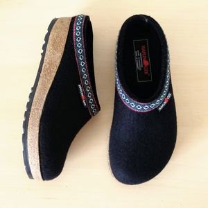 HAFLINGER Grizzly Wool Felt Clogs Mules NEW